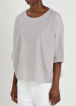 Saria striped cotton-poplin top