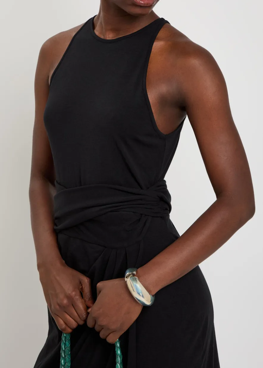 Sarong-effect jersey midi dress