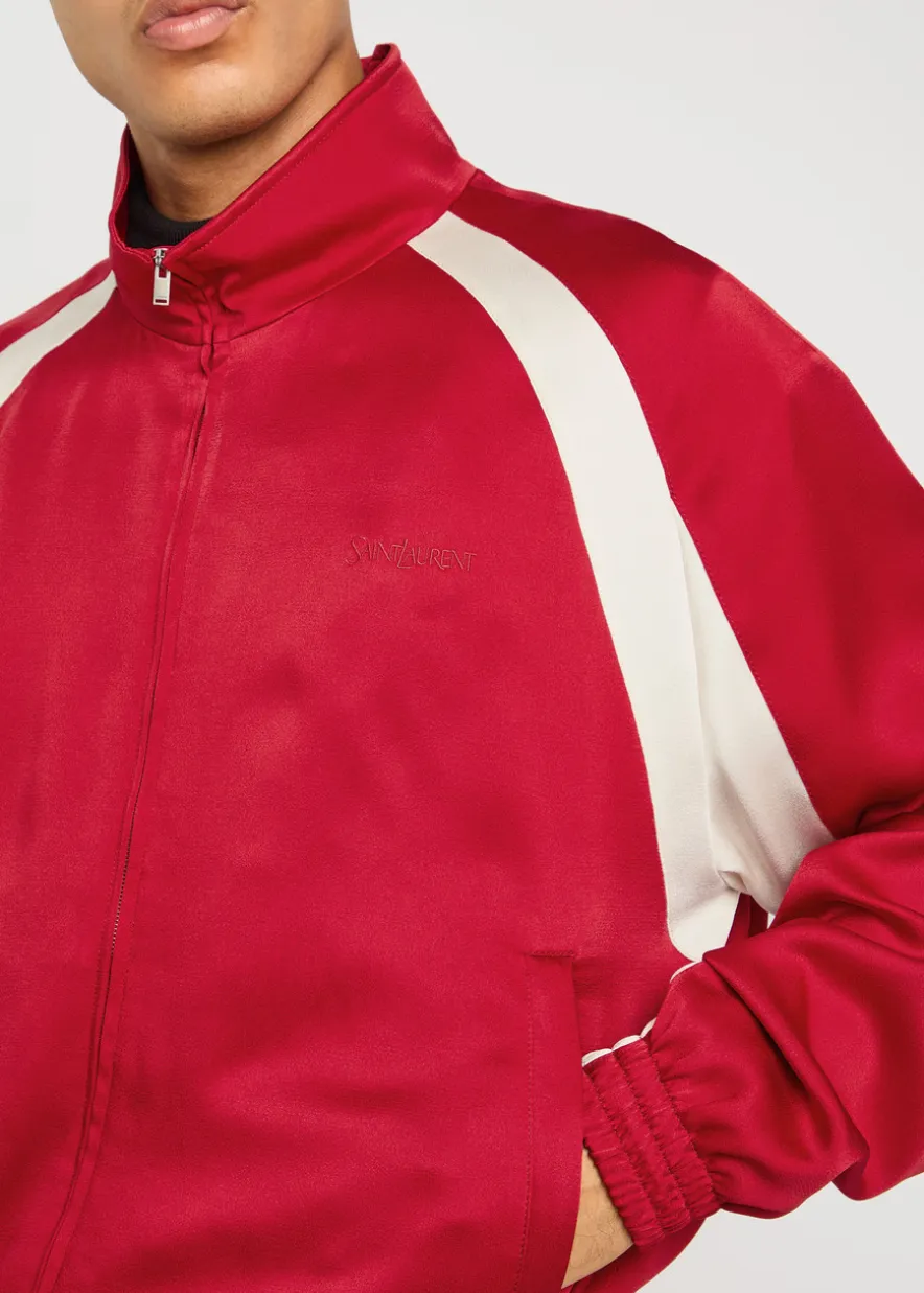 Satin-crepe track jacket