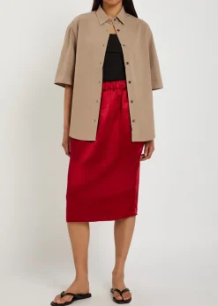 Satin midi tulip skirt