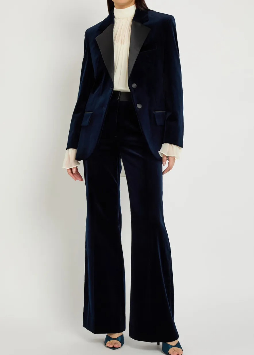 Satin-trim velvet blazer