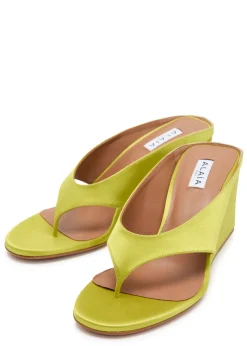 75 satin wedge mules
