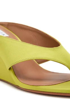 75 satin wedge mules