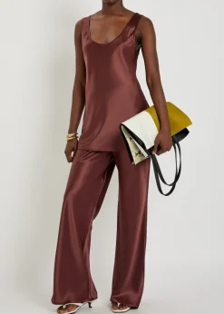 Savanna straight-leg satin trousers