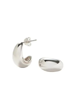 Savi Dome small rhodium-plated hoop earrings