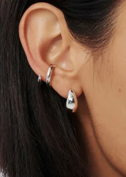 Savi Dome small rhodium-plated hoop earrings