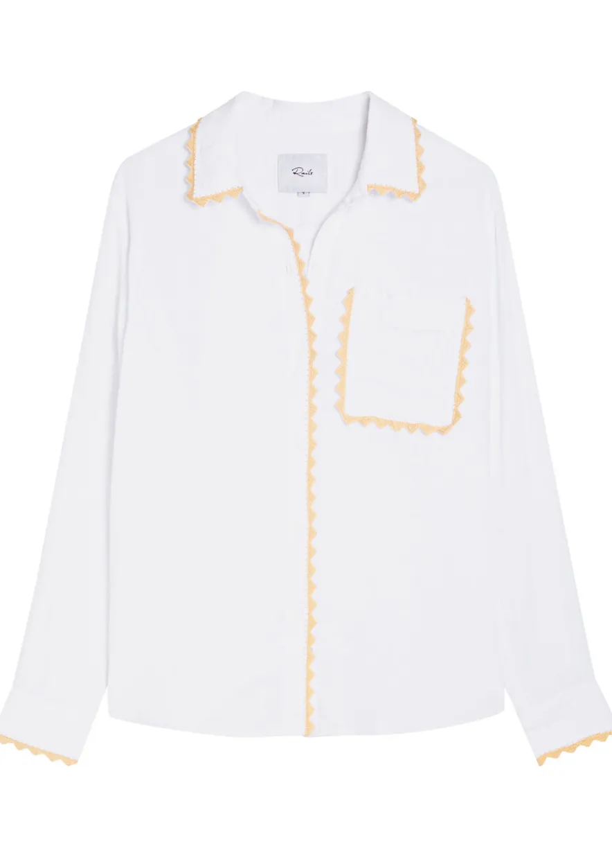 Saya embroidered linen-blend shirt