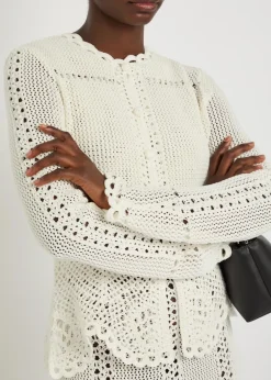 Scalloped crochet cotton cardigan