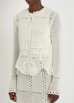 Scalloped crochet cotton cardigan