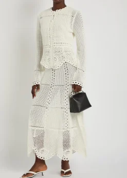Scalloped crochet cotton cardigan