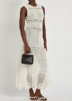 Scalloped crochet cotton maxi dress