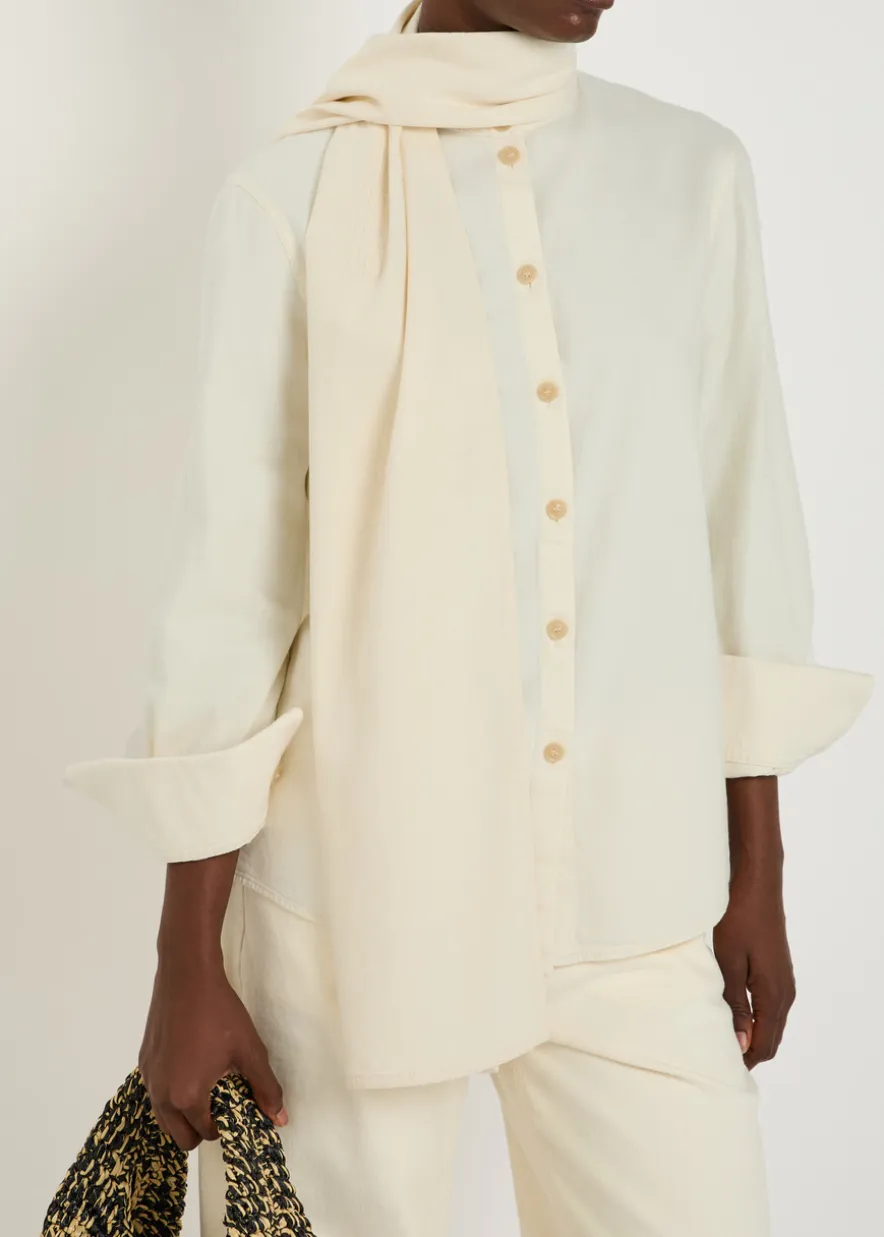 Scarf-effect chambray blouse