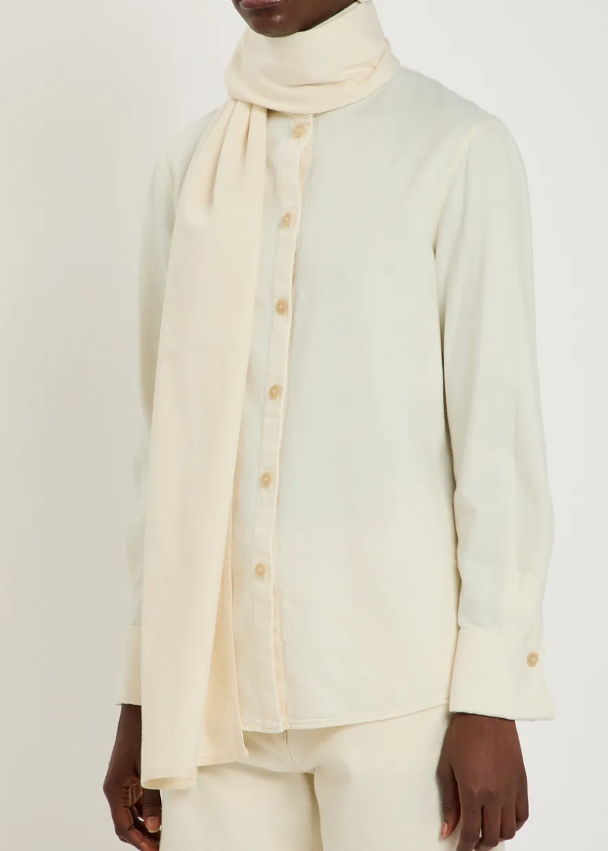 Scarf-effect chambray blouse