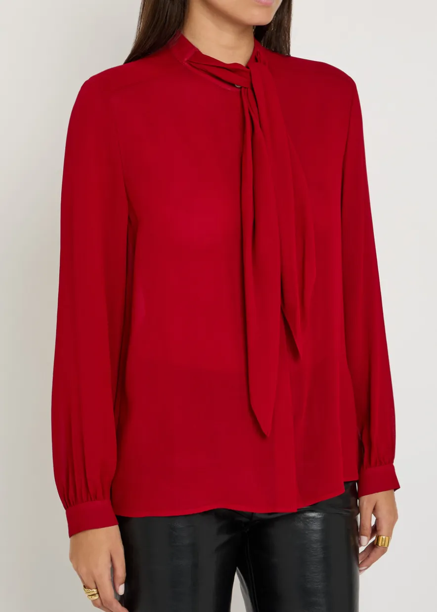 Scarf-effect georgette blouse