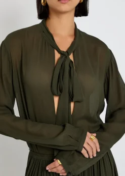 Scarf semi-sheer chiffon blouse