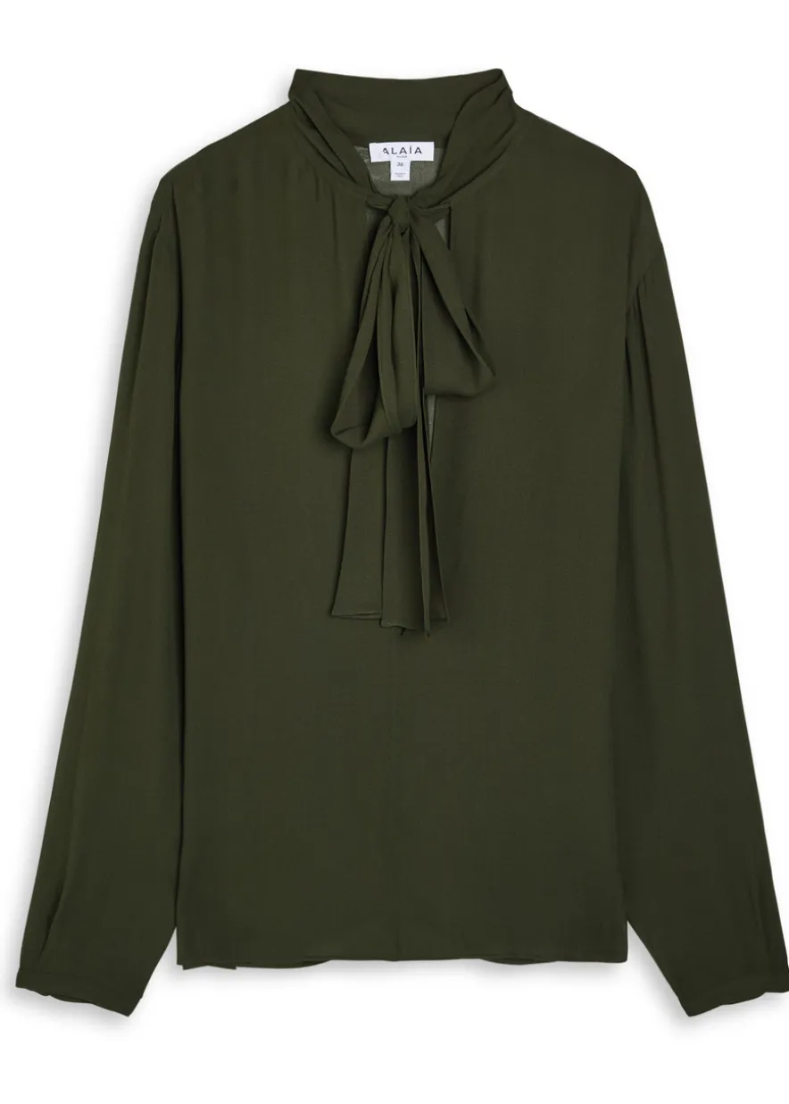 Scarf semi-sheer chiffon blouse
