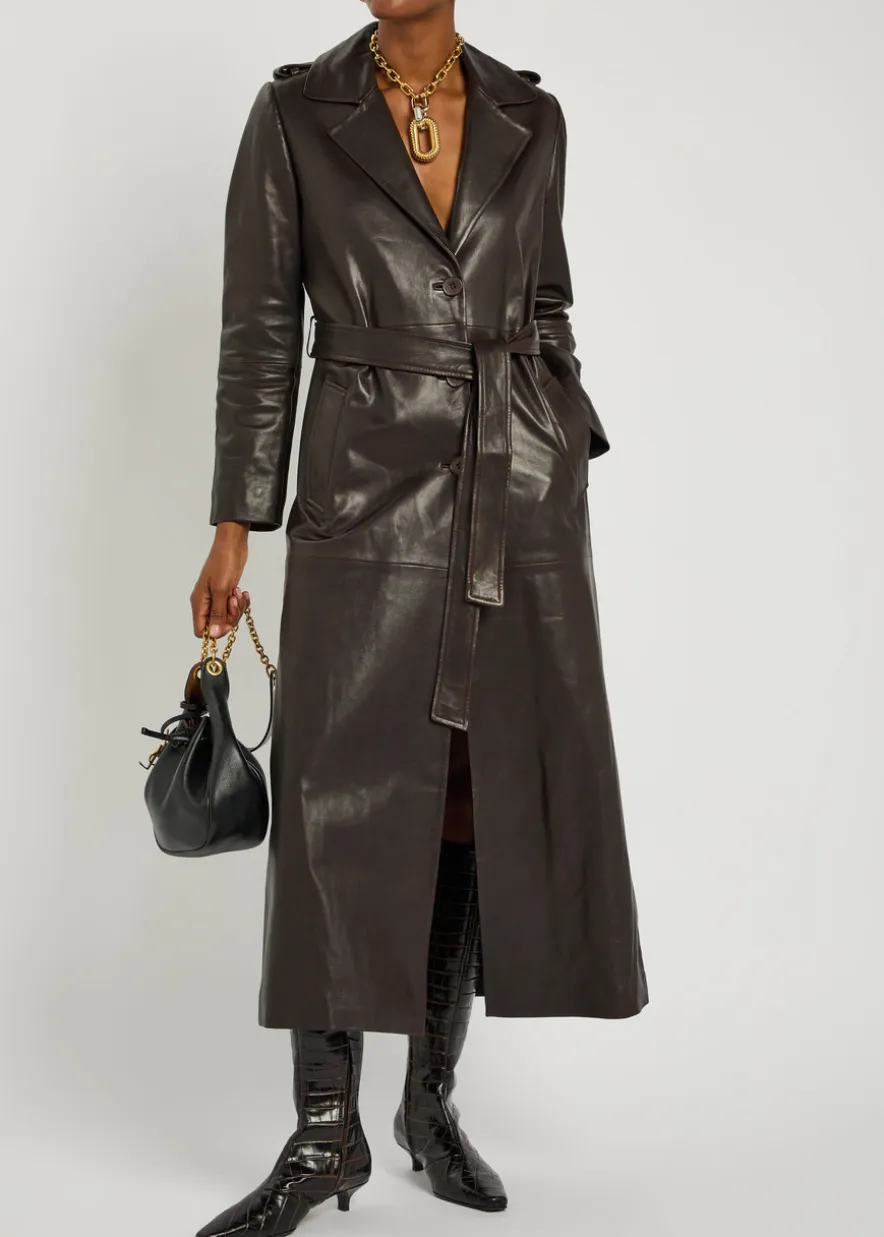 Scarlett belted leather trench coat