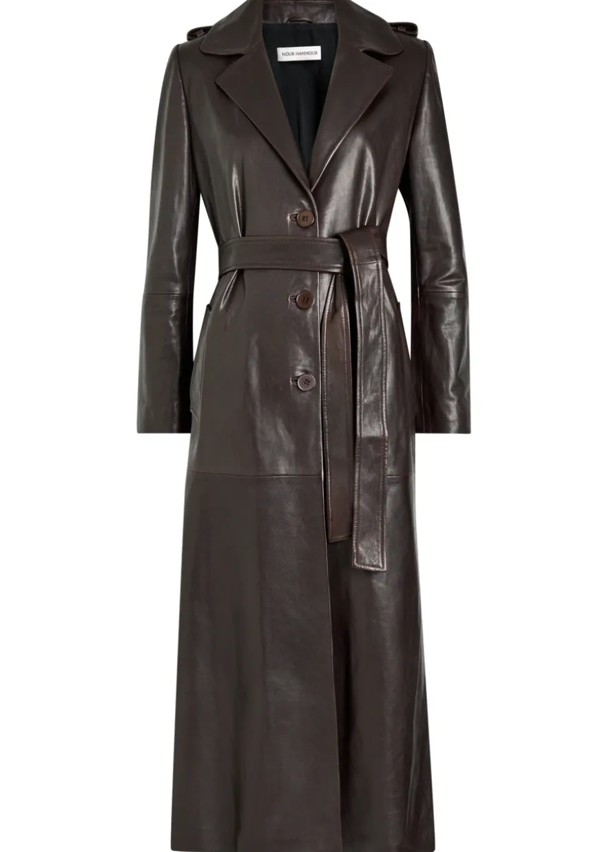 Scarlett belted leather trench coat