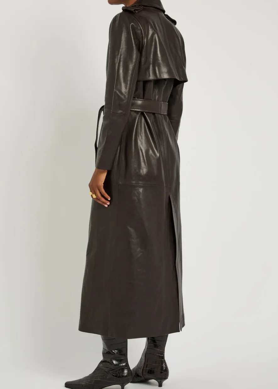 Scarlett belted leather trench coat