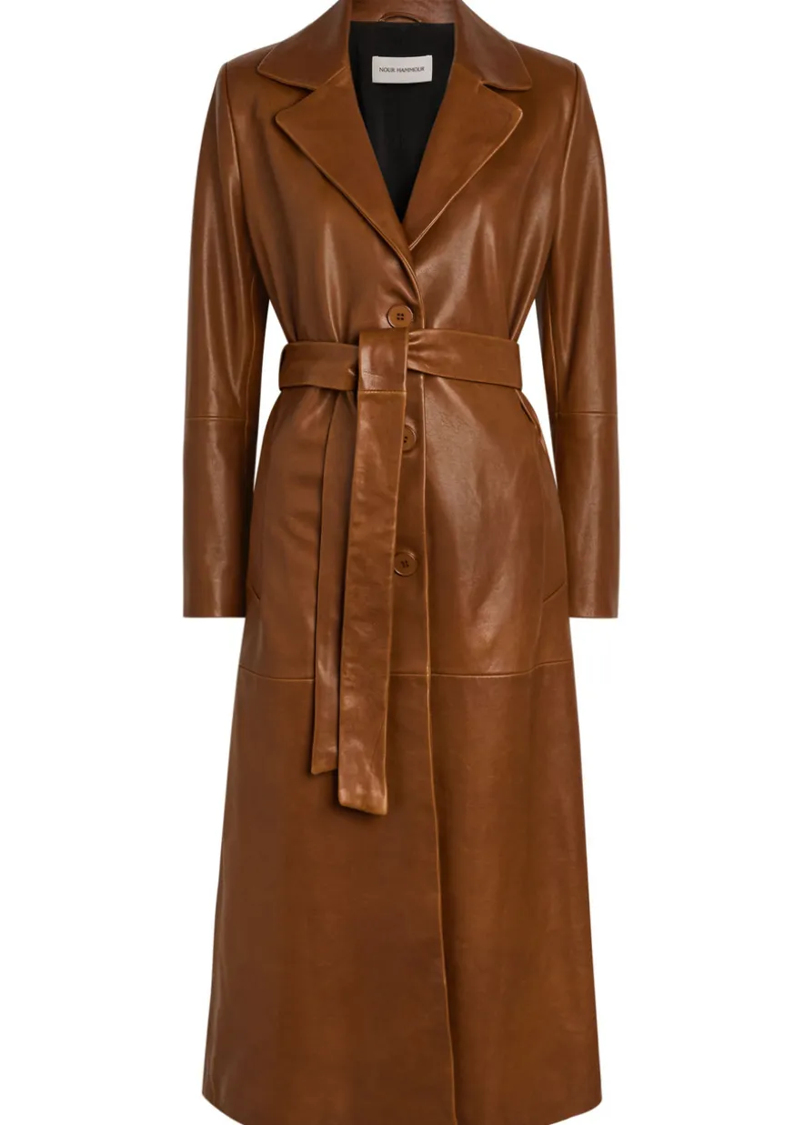 Scarlett belted leather trench coat