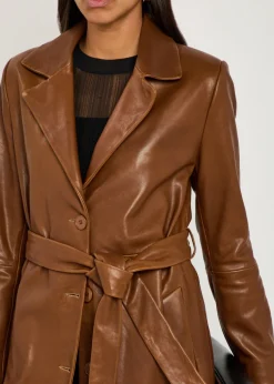 Scarlett belted leather trench coat
