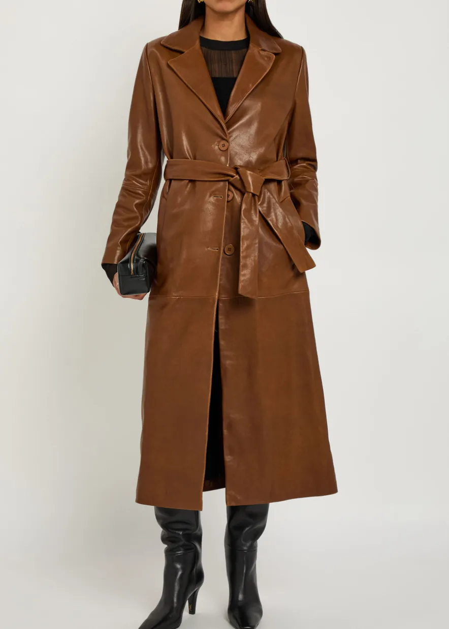 Scarlett belted leather trench coat