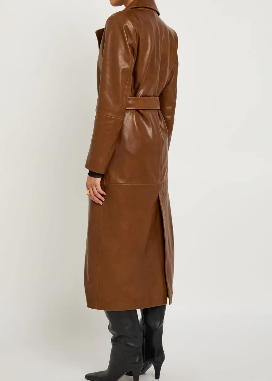 Scarlett belted leather trench coat