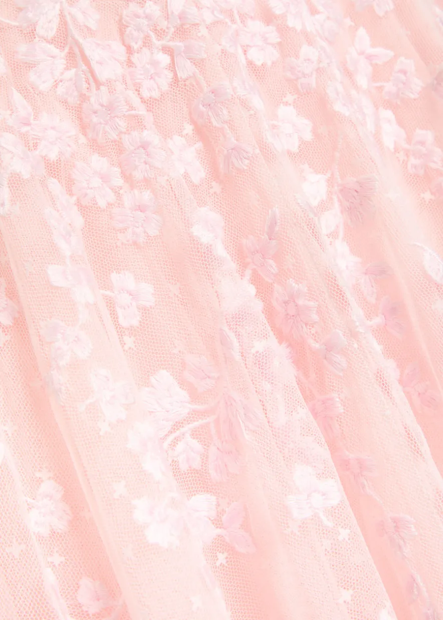 Scatter Blossom floral-embroidered tulle gown