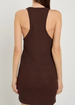 Scoop-neck fine-knit mini dress