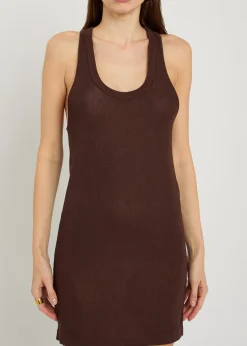 Scoop-neck fine-knit mini dress