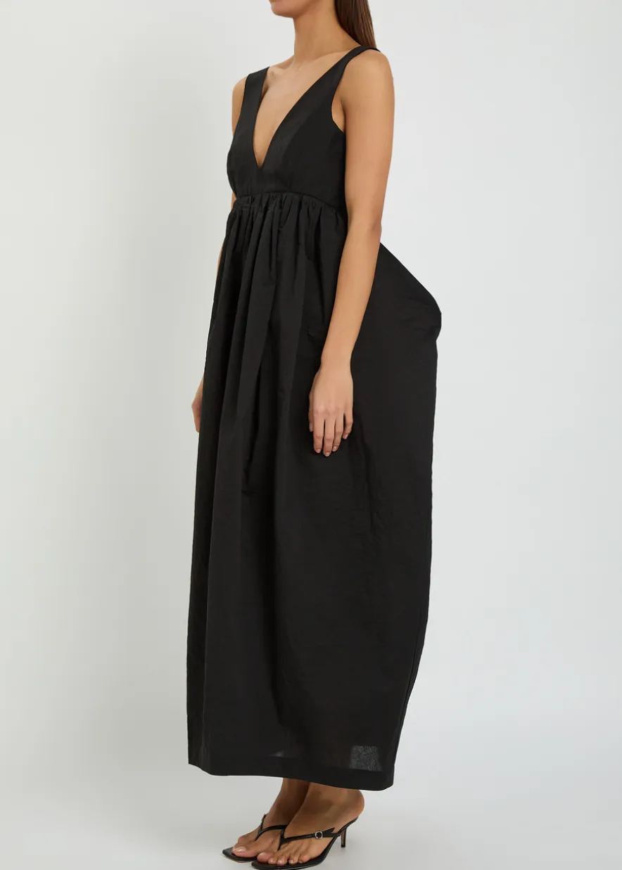 Sculpted cotton-blend poplin maxi dress