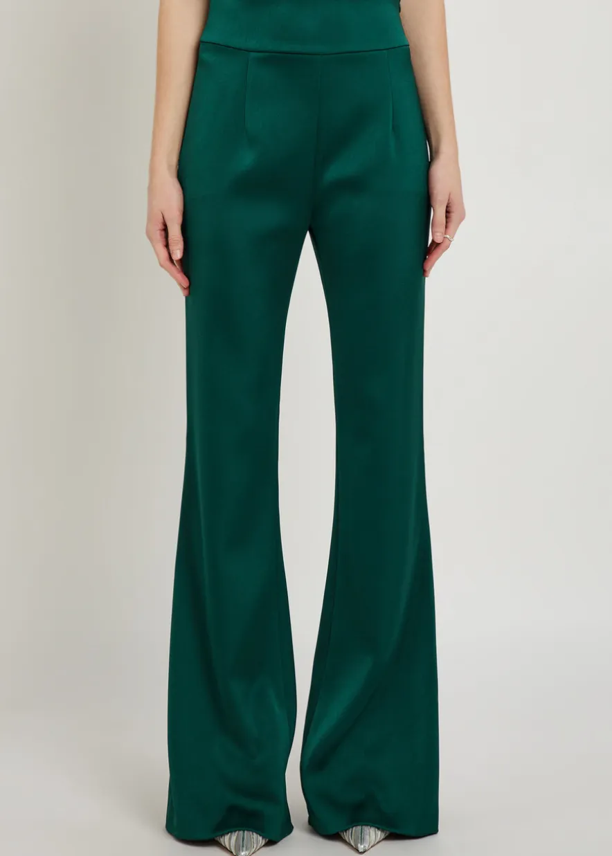 Sculpted flared-leg satin trousers