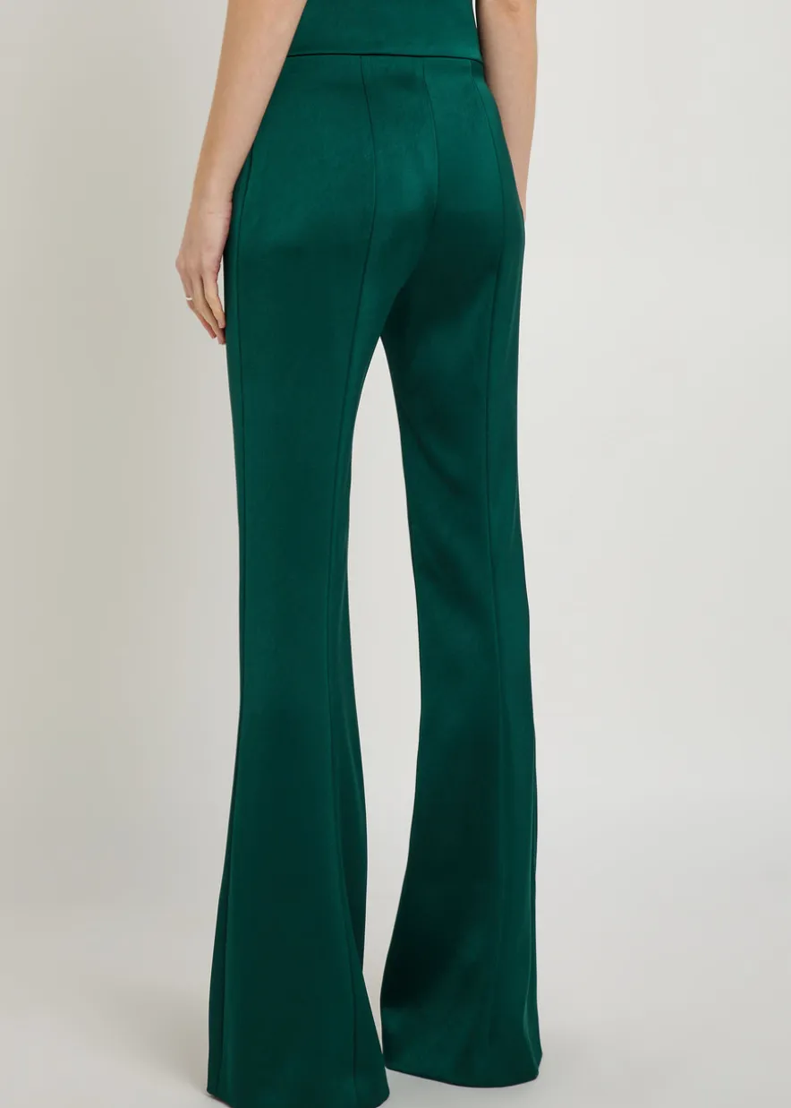 Sculpted flared-leg satin trousers