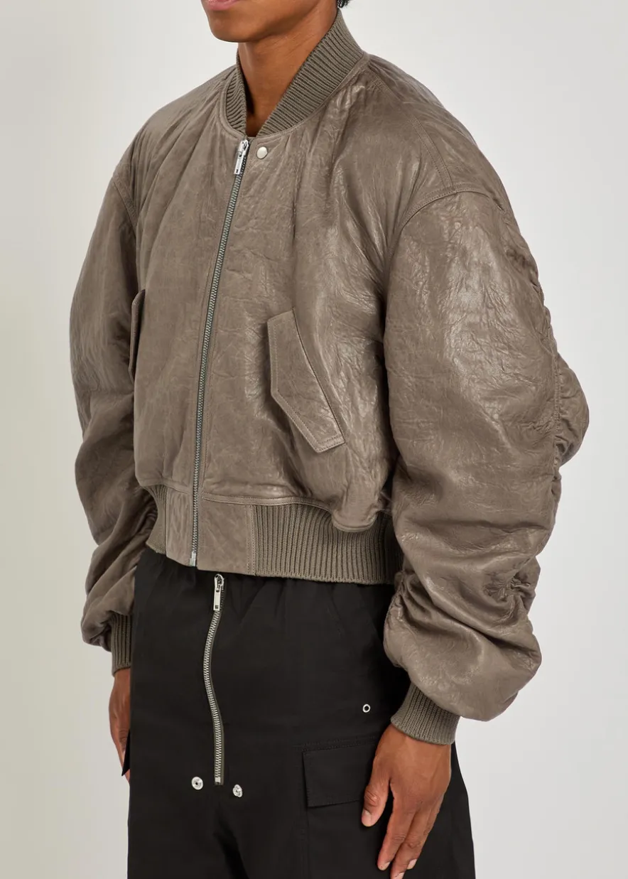 Seccia padded grained leather bomber jacket