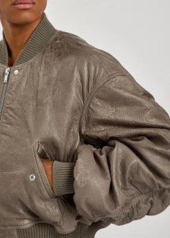 Seccia padded grained leather bomber jacket