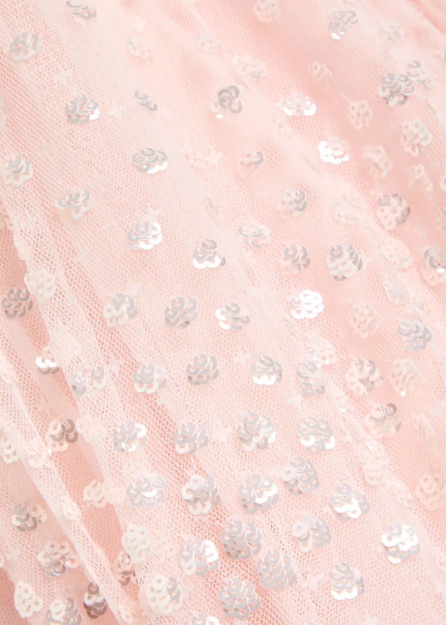 Sequin-embellished halterneck tulle gown