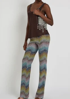 Sequin-embellished metallic-knit trousers