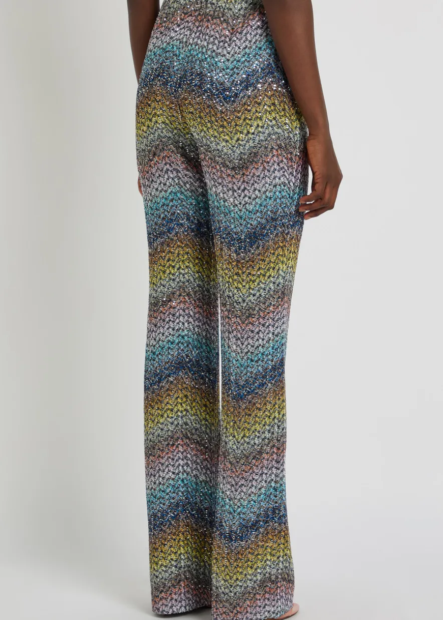 Sequin-embellished metallic-knit trousers