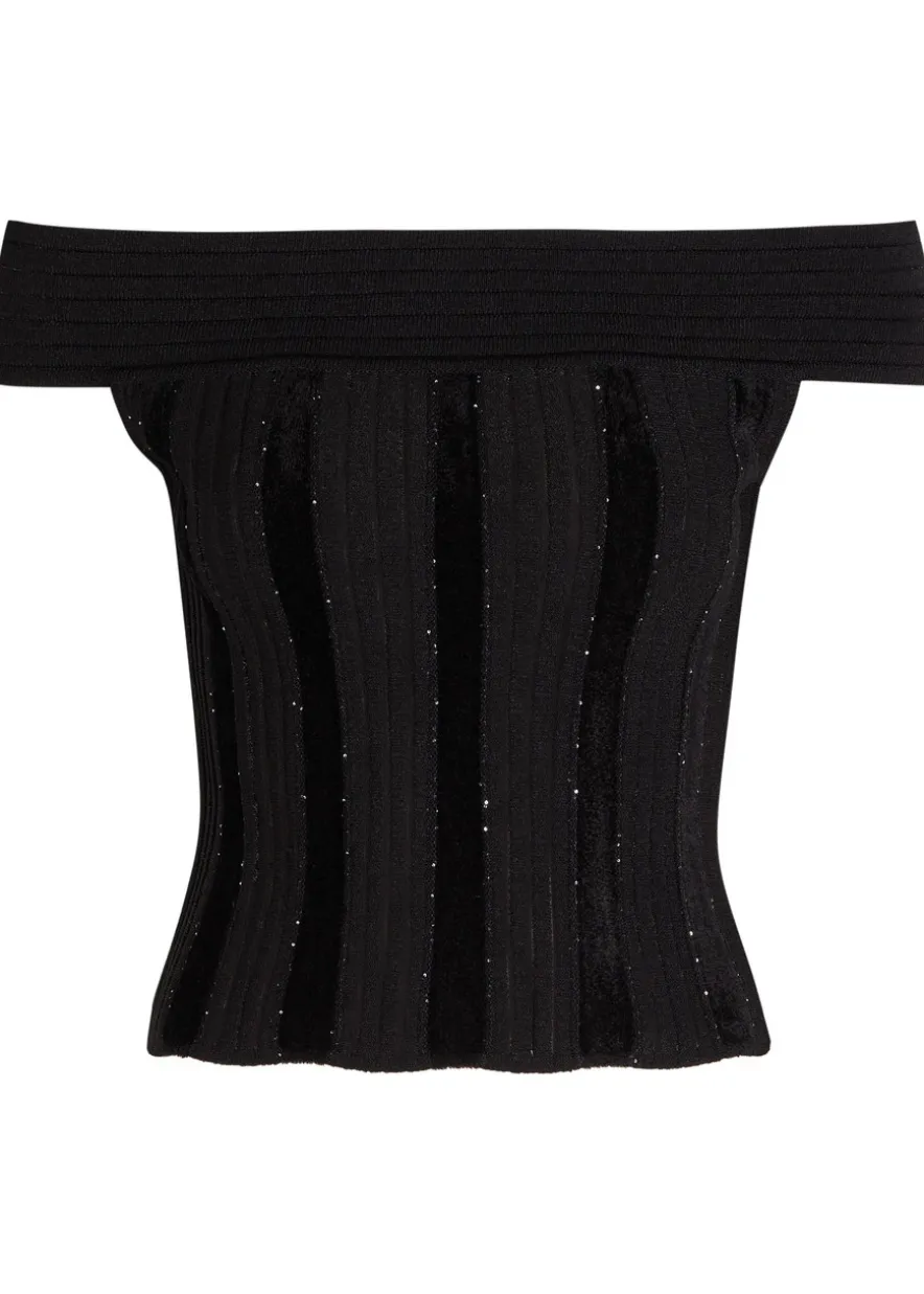 Sequin-embellished stretch-knit top