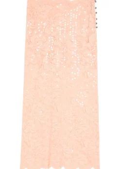Sequin-embellished stretch-lace midi skirt