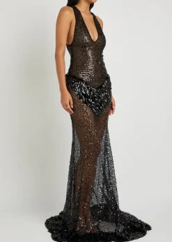Sequin-embellished tulle gown