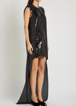 Sequin-embellished tulle mini dress