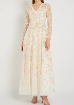 Sequin Paradise floral-embellished tulle gown