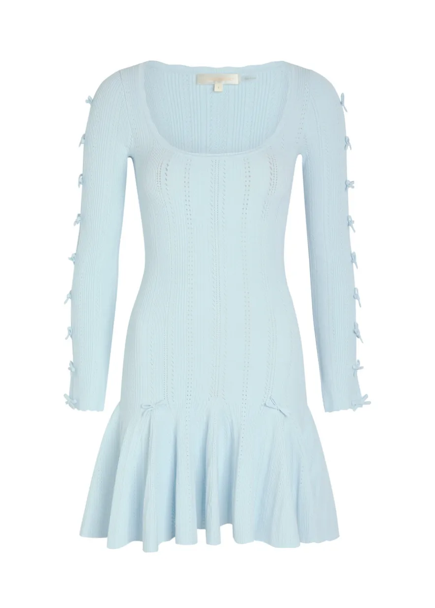 Seychelle bow-appliquéd pointelle-knit mini dress