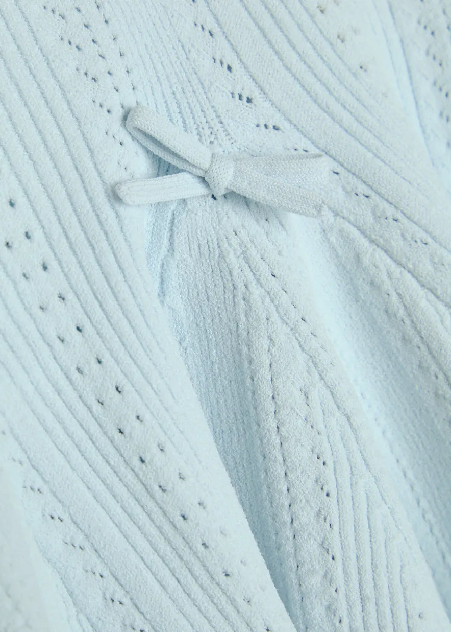 Seychelle bow-appliquéd pointelle-knit mini dress