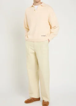 Shaggy logo-embroidered cotton-blend polo jumper