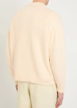 Shaggy logo-embroidered cotton-blend polo jumper