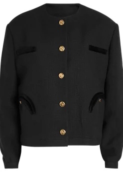 Shamo Bolero velvet-trimmed tweed jacket