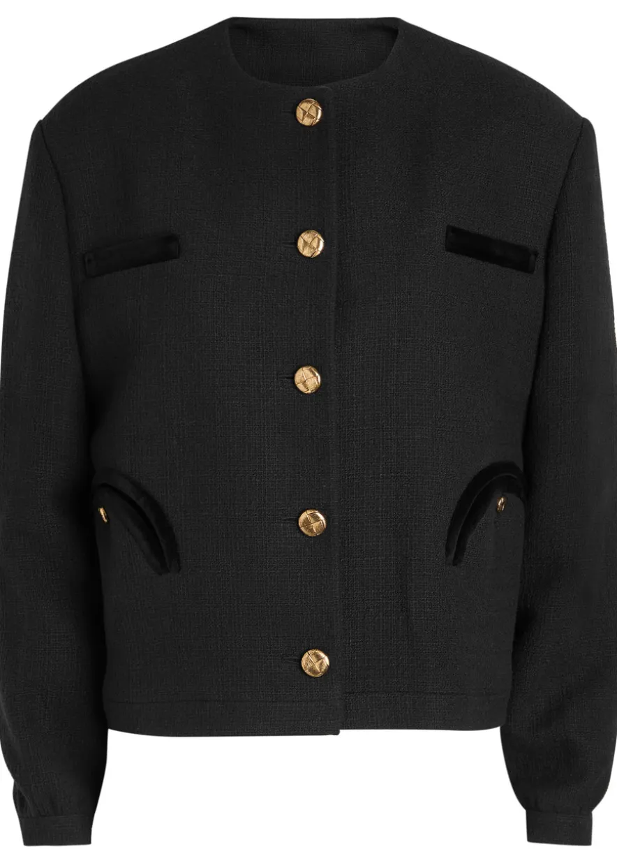 Shamo Bolero velvet-trimmed tweed jacket