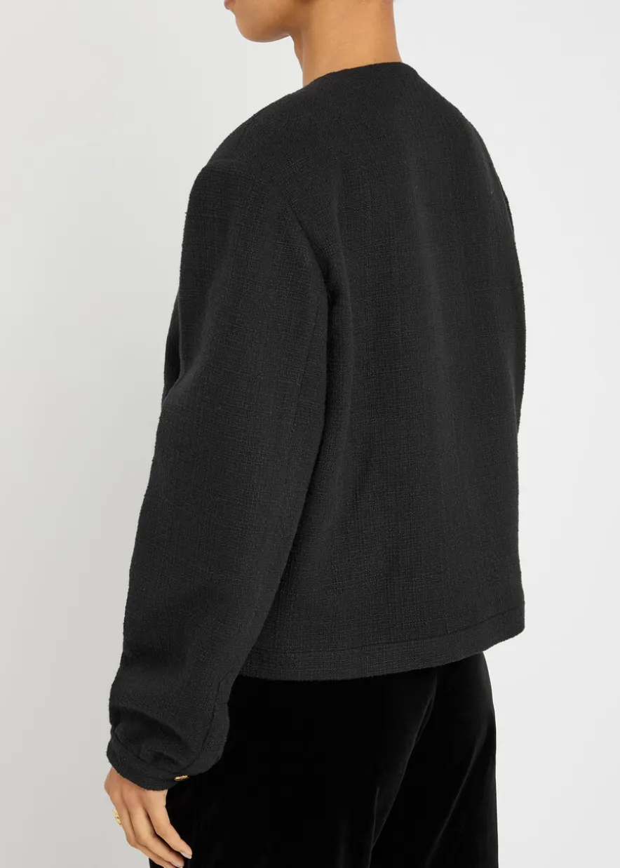 Shamo Bolero velvet-trimmed tweed jacket
